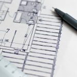 image of a blueprint with a pen and ruler